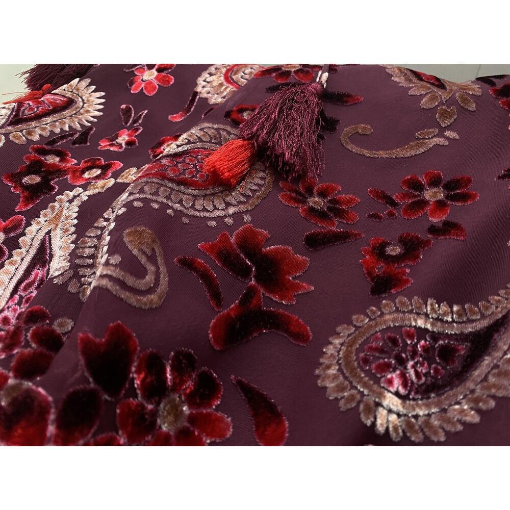 Chelsea‎ & Violet Jumpsuit Medium Red Burnout Velvet Paisley Retro Boho Wide Leg - Picture 13 of 15